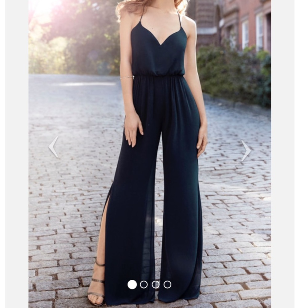 Hayley Paige Bridesmaids Formal Prom Navy Jumpsuit